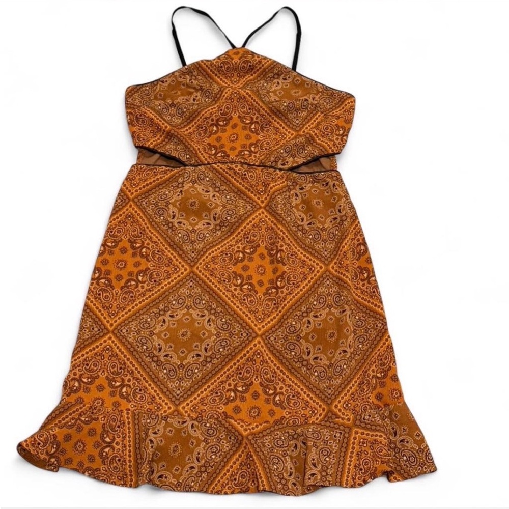 Lira Brown and Orange Patterned Mini Dress